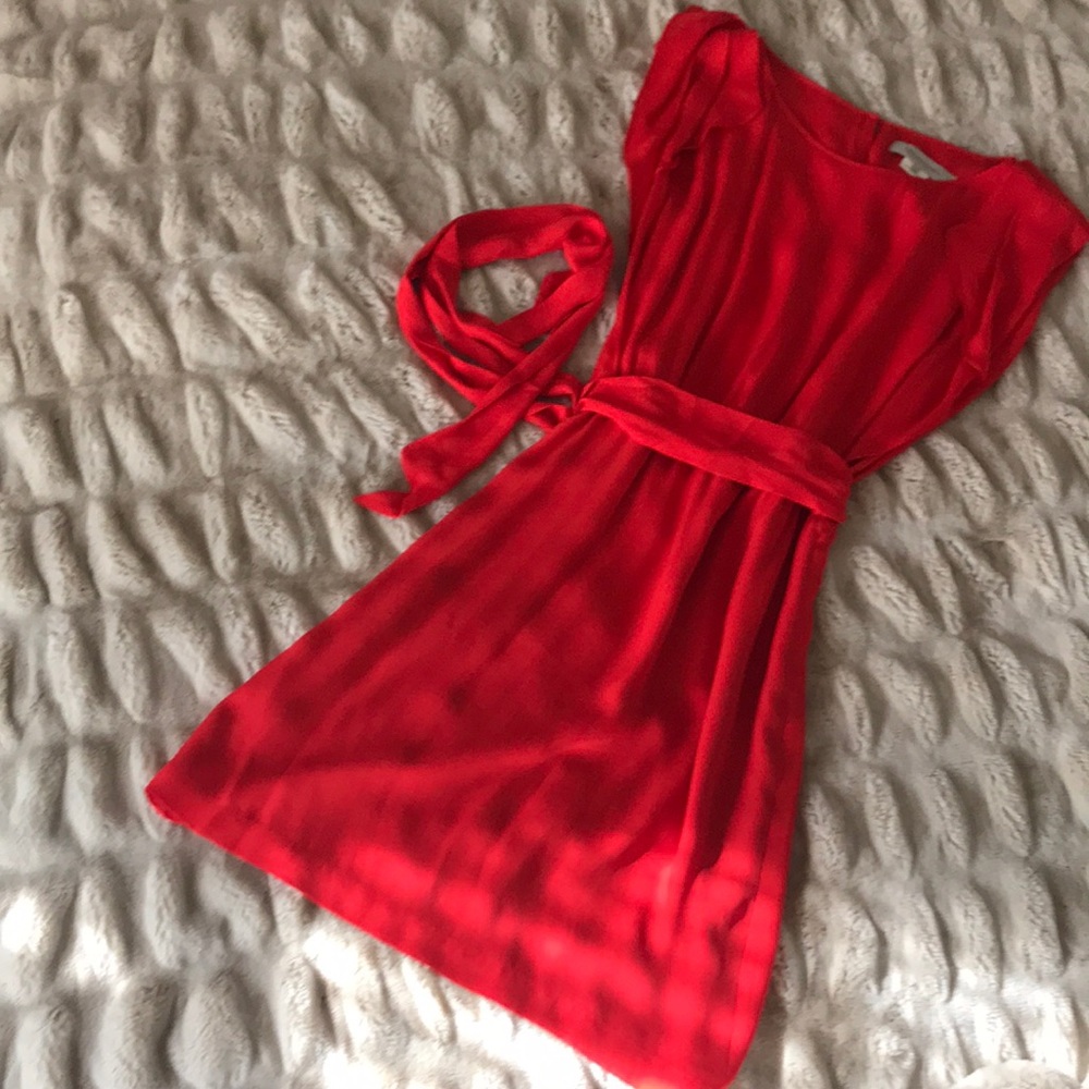 Gerard Darel Red Silk Dress